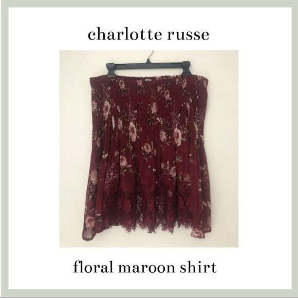 Floral maroon long sleeve shirt - Picture 1 of 7